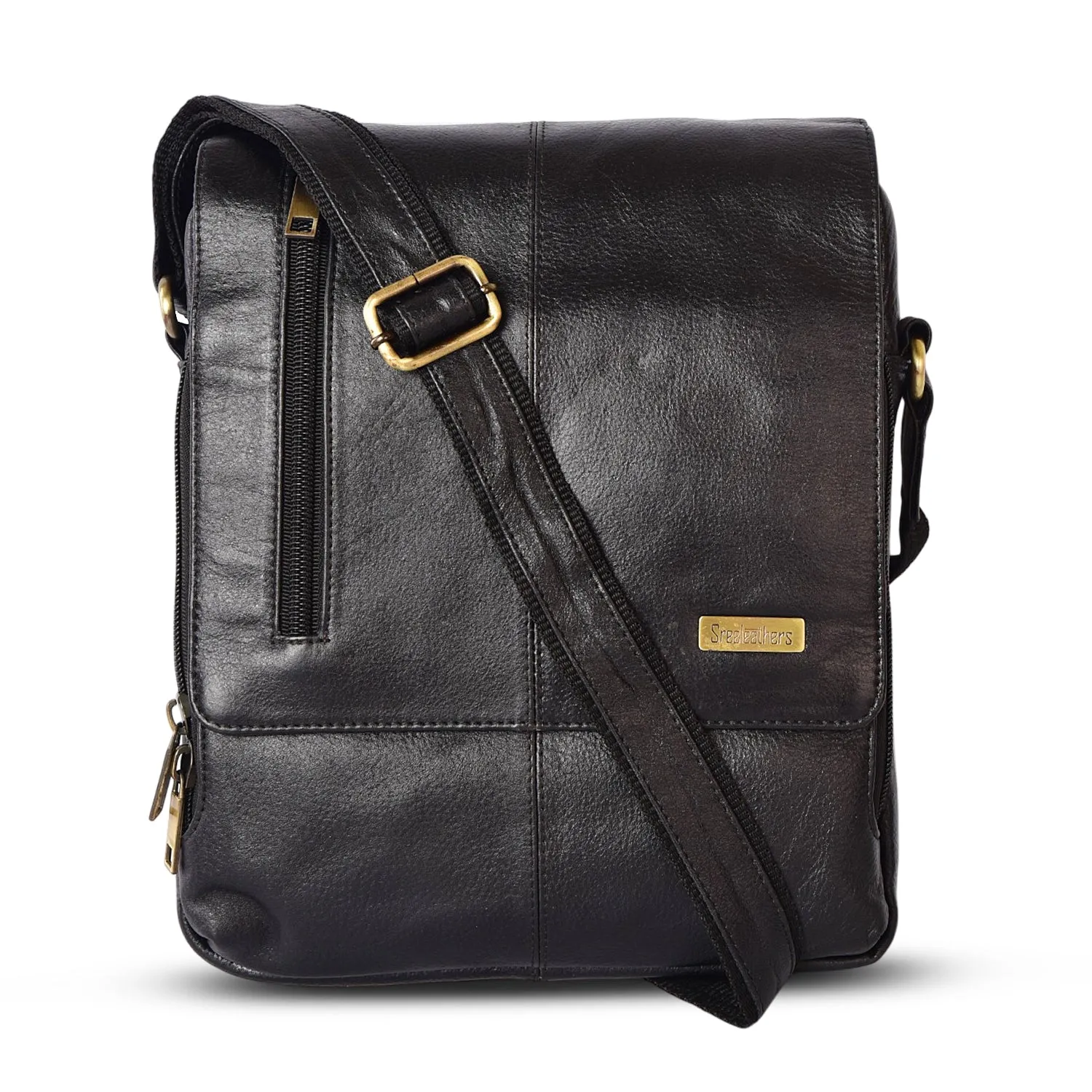 Leather Messenger Bag 36819(BLACK)
