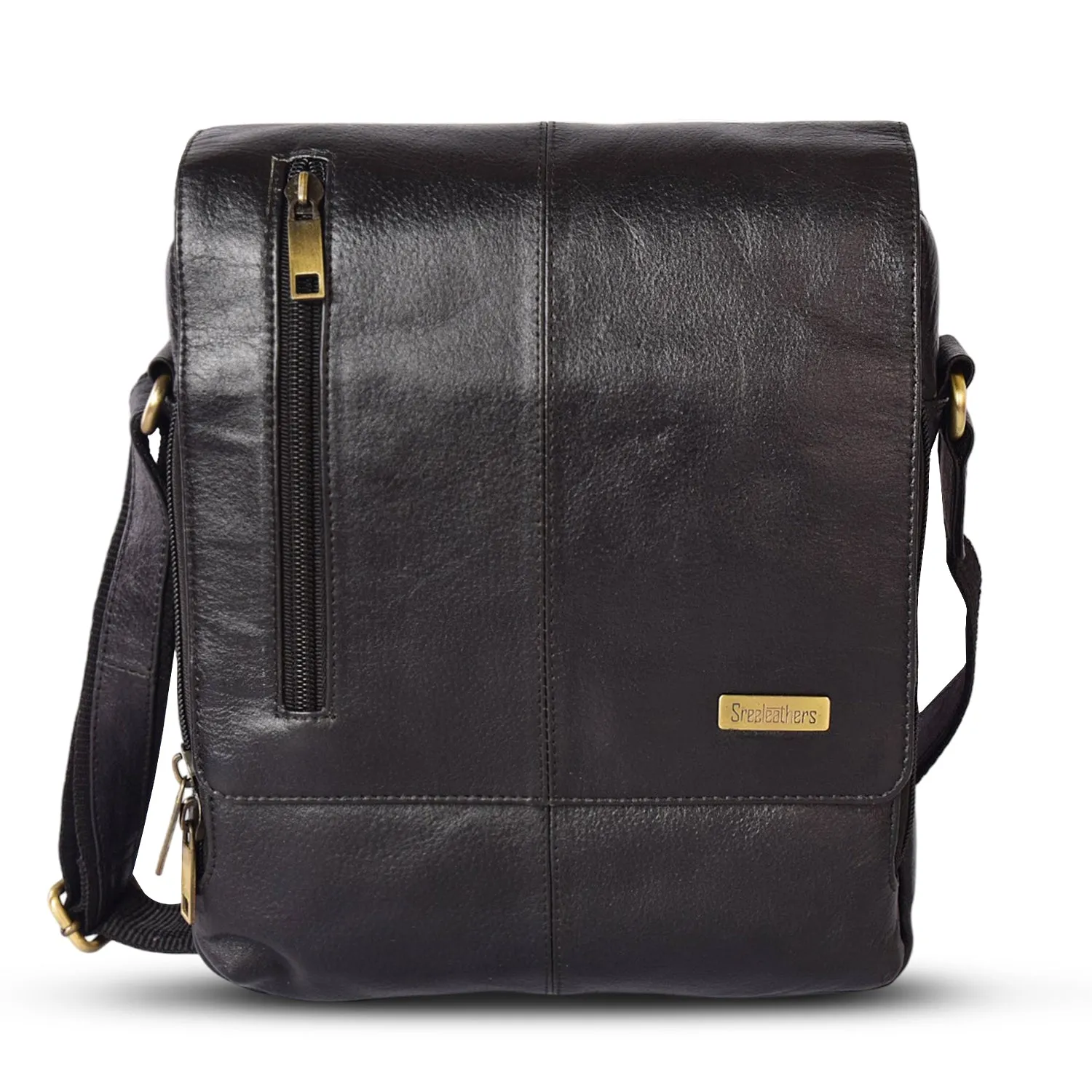 Leather Messenger Bag 36819(BLACK)