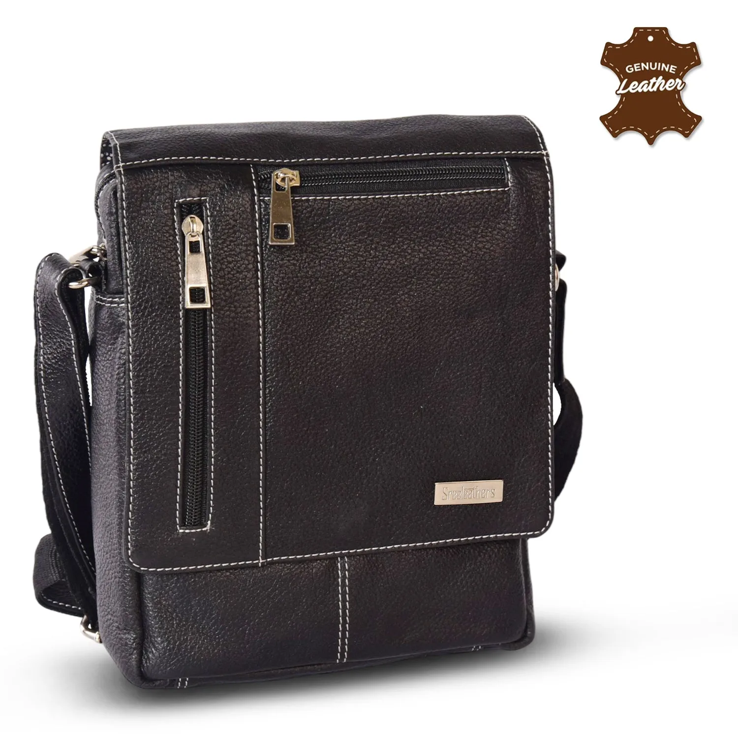 Leather Messenger Bag 36819(BLACK)