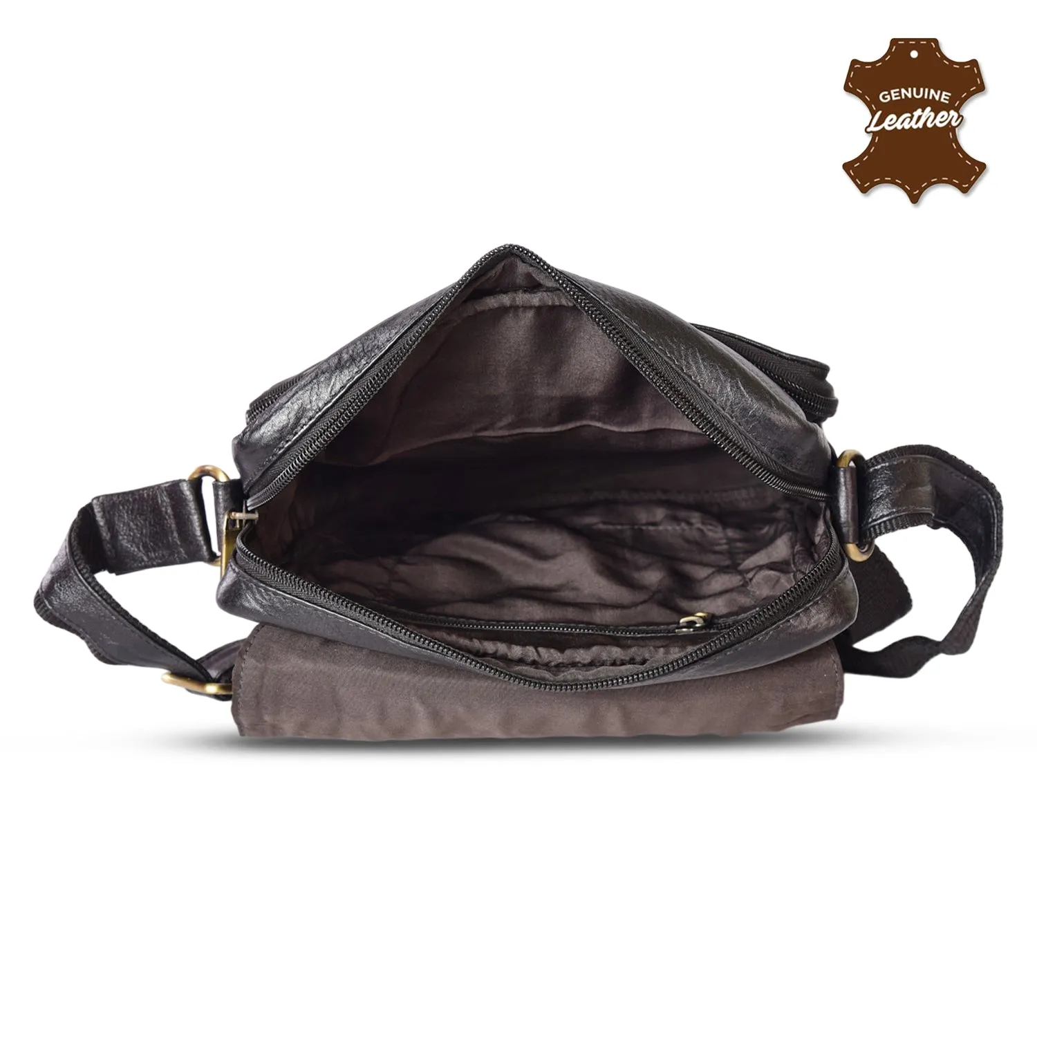 Leather Messenger Bag 36819(BLACK)