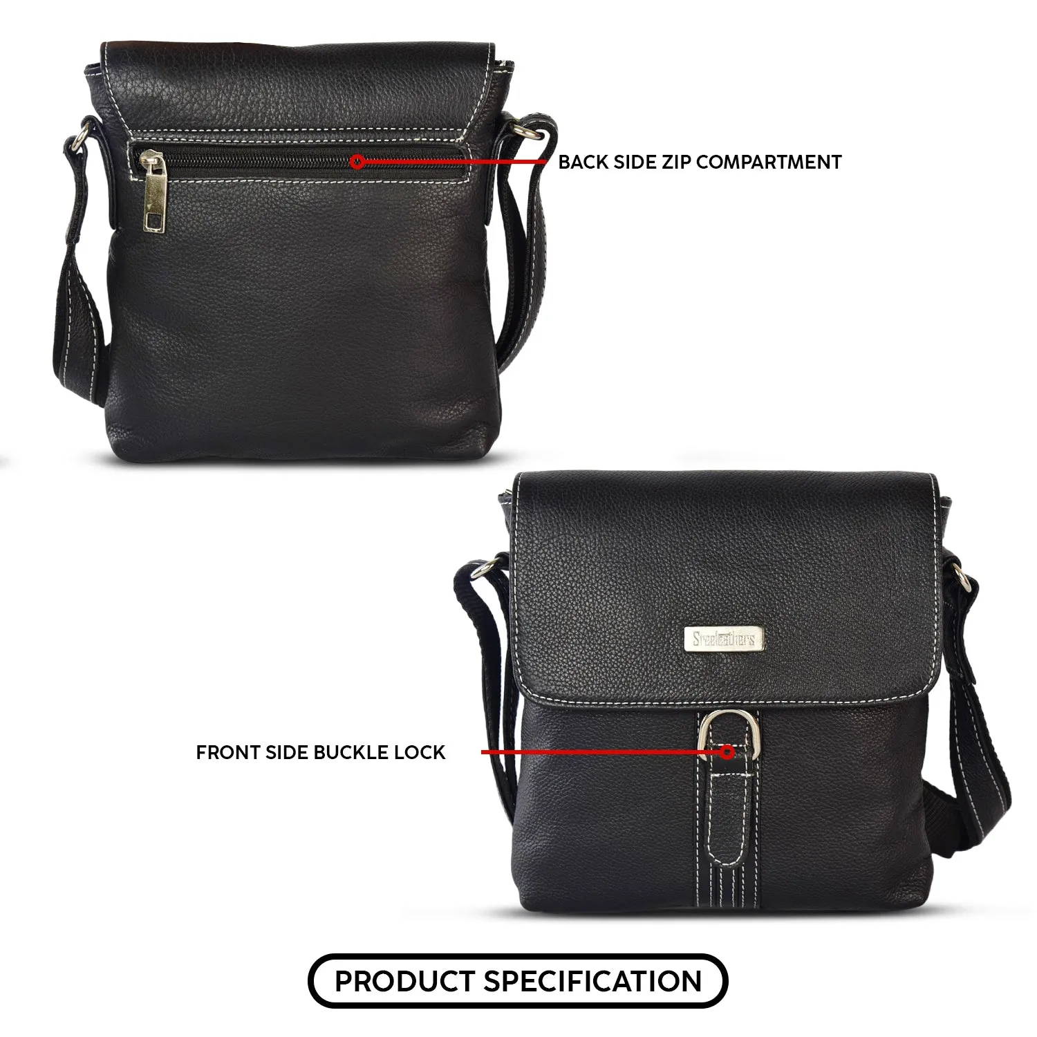 LEATHER SLING BAG 998908 (BLACK)