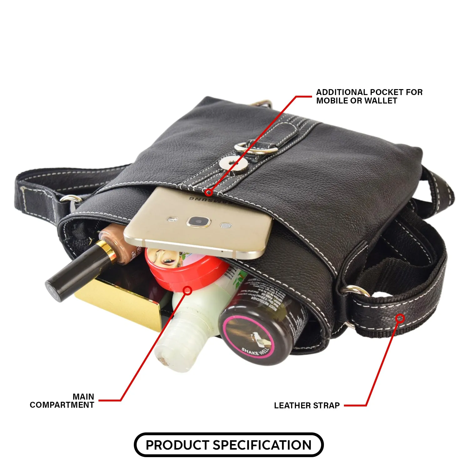 LEATHER SLING BAG 998908 (BLACK)