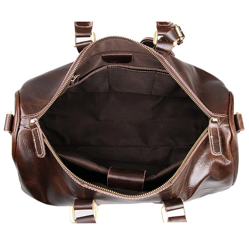 Leather Travel Bag Overnight Bag, Mens Leather Duffel Bag, Business Travel Luggage Bag