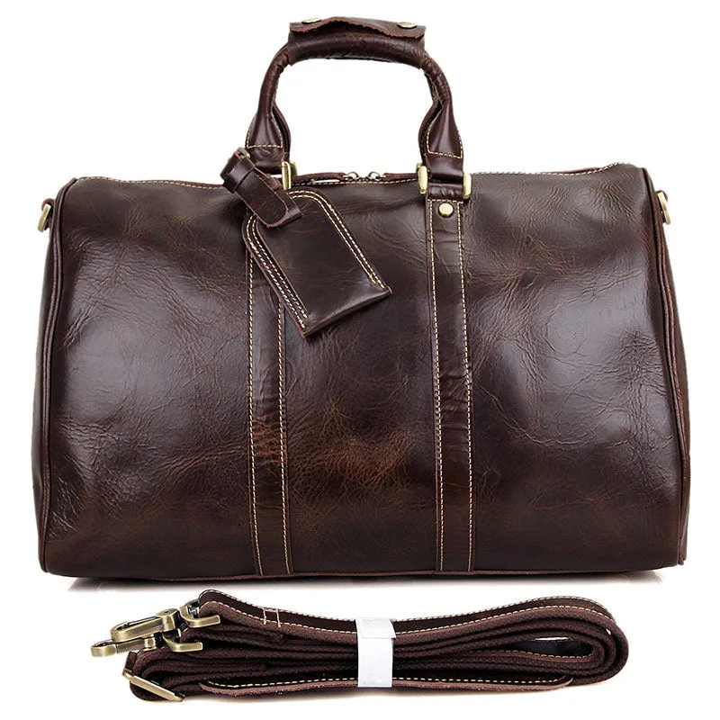 Leather Travel Bag Overnight Bag, Mens Leather Duffel Bag, Business Travel Luggage Bag
