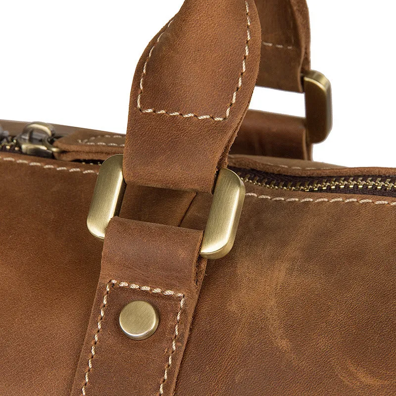 Leather Travel Bag Overnight Bag, Mens Leather Duffel Bag, Business Travel Luggage Bag
