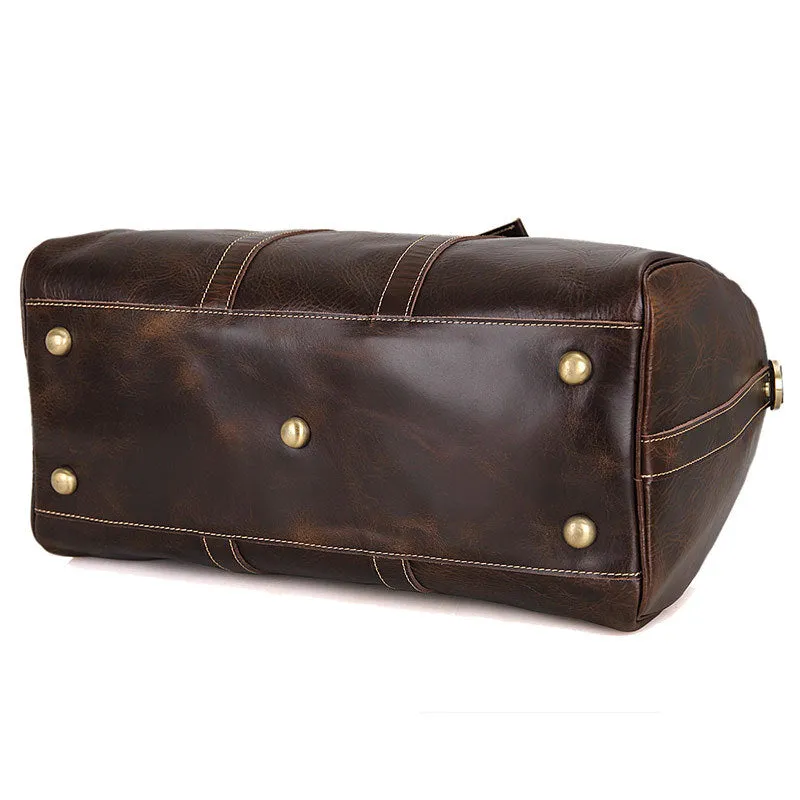 Leather Travel Bag Overnight Bag, Mens Leather Duffel Bag, Business Travel Luggage Bag