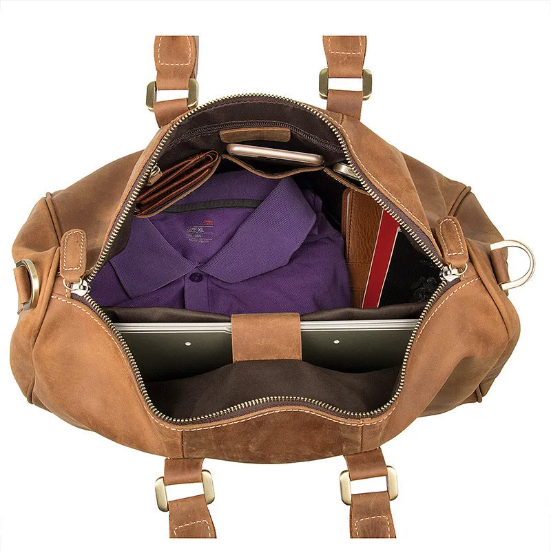 Leather Travel Bag Overnight Bag, Mens Leather Duffel Bag, Business Travel Luggage Bag