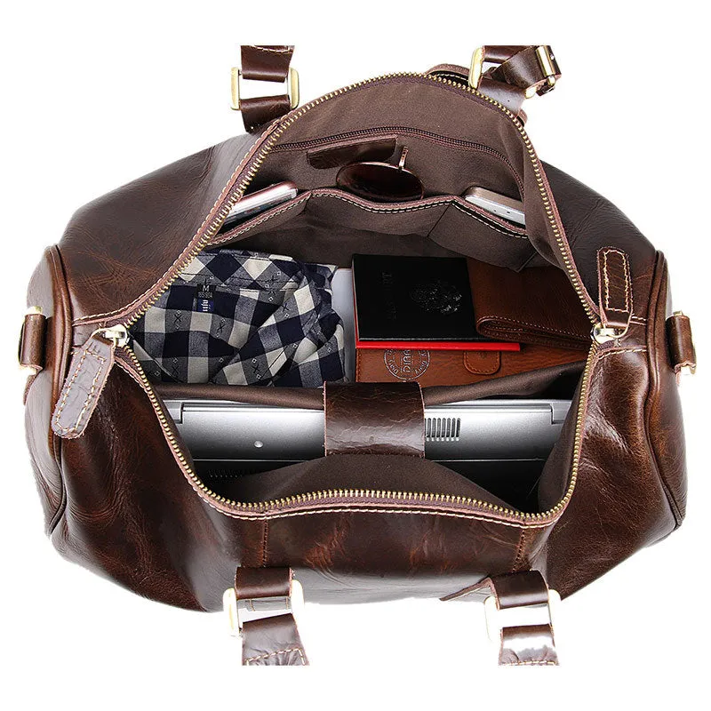 Leather Travel Bag Overnight Bag, Mens Leather Duffel Bag, Business Travel Luggage Bag