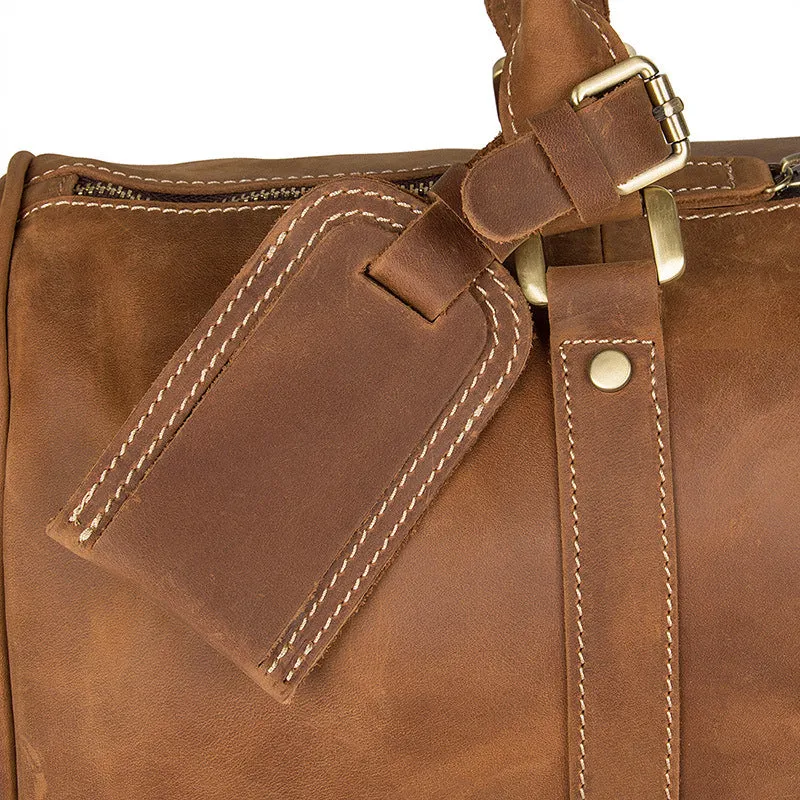Leather Travel Bag Overnight Bag, Mens Leather Duffel Bag, Business Travel Luggage Bag