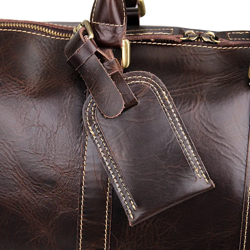Leather Travel Bag Overnight Bag, Mens Leather Duffel Bag, Business Travel Luggage Bag