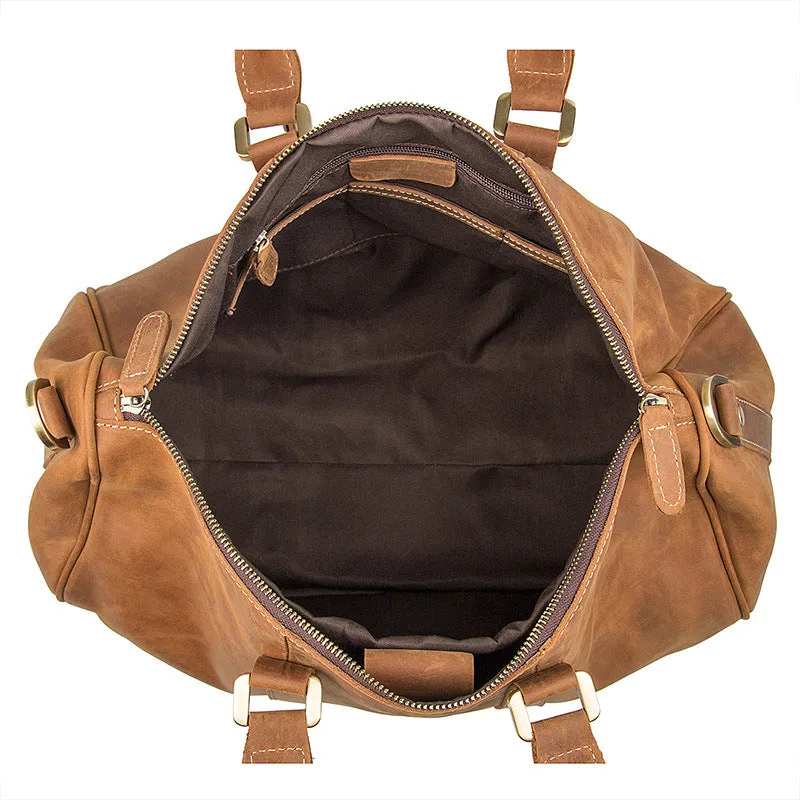 Leather Travel Bag Overnight Bag, Mens Leather Duffel Bag, Business Travel Luggage Bag