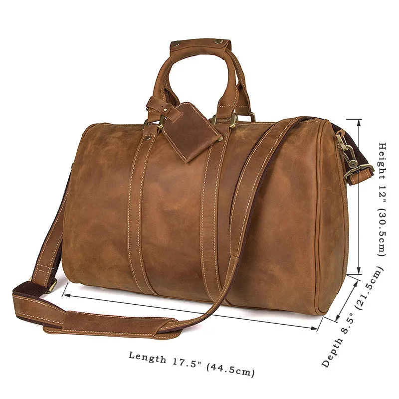 Leather Travel Bag Overnight Bag, Mens Leather Duffel Bag, Business Travel Luggage Bag
