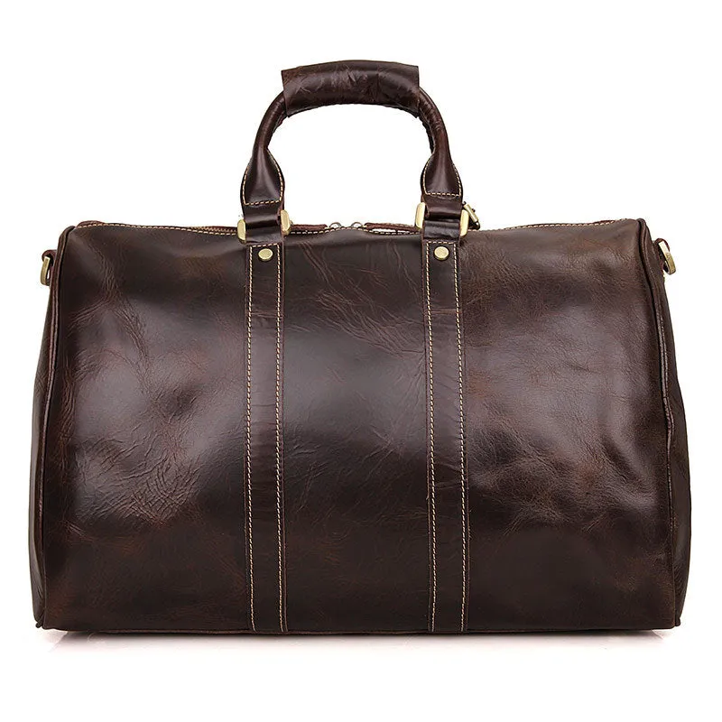Leather Travel Bag Overnight Bag, Mens Leather Duffel Bag, Business Travel Luggage Bag