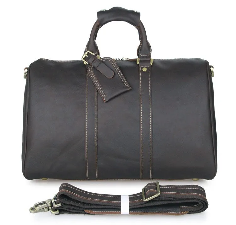 Leather Travel Bag Overnight Bag, Mens Leather Duffel Bag, Business Travel Luggage Bag