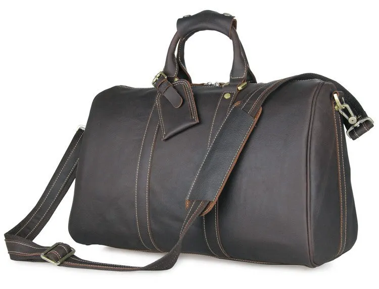 Leather Travel Bag Overnight Bag, Mens Leather Duffel Bag, Business Travel Luggage Bag