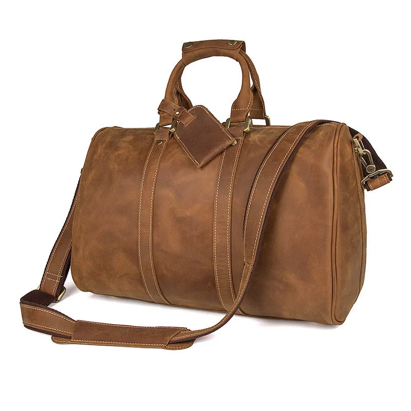 Leather Travel Bag Overnight Bag, Mens Leather Duffel Bag, Business Travel Luggage Bag