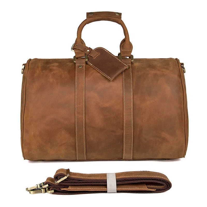 Leather Travel Bag Overnight Bag, Mens Leather Duffel Bag, Business Travel Luggage Bag