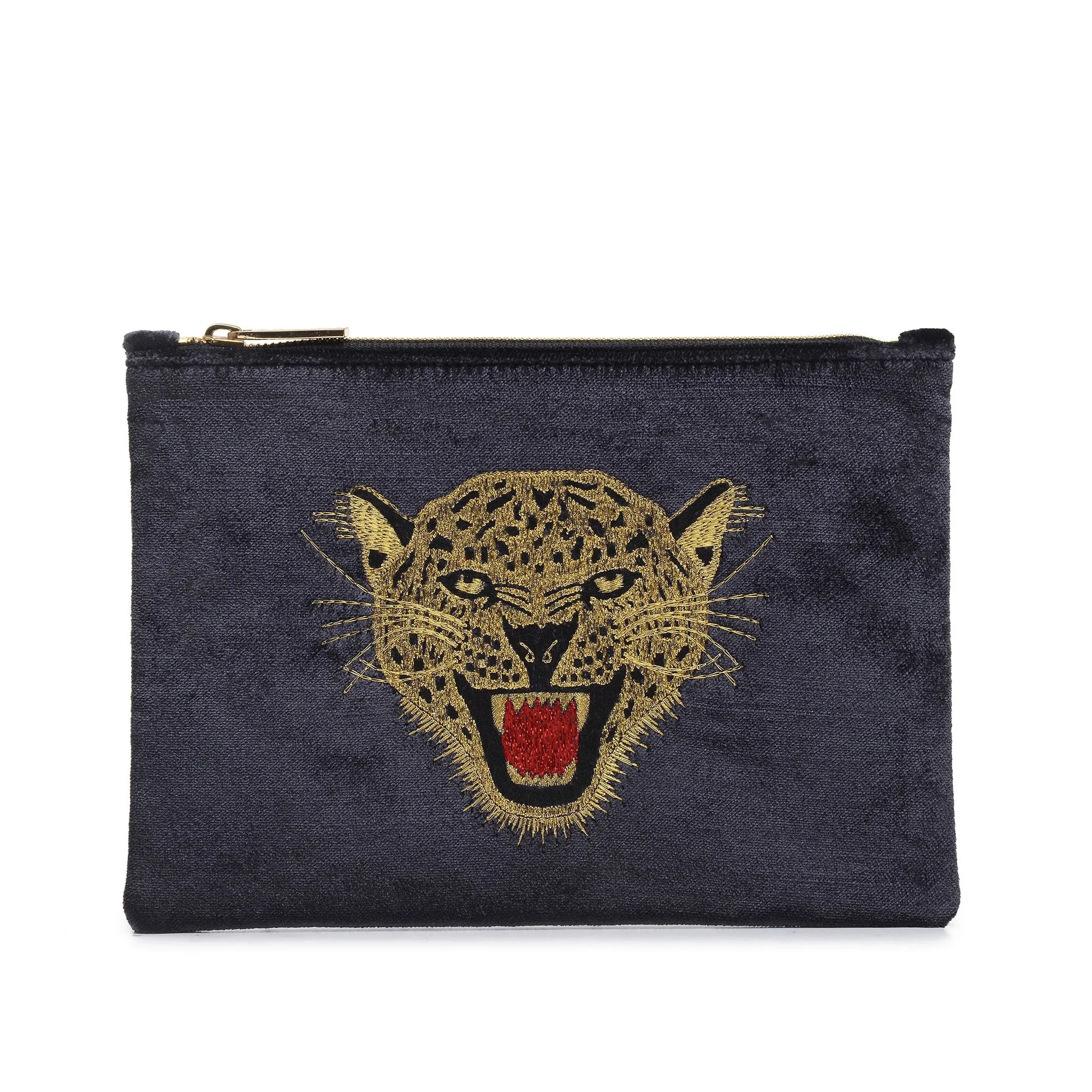LEOPARD EMBROIDERED CLUTCH BAG