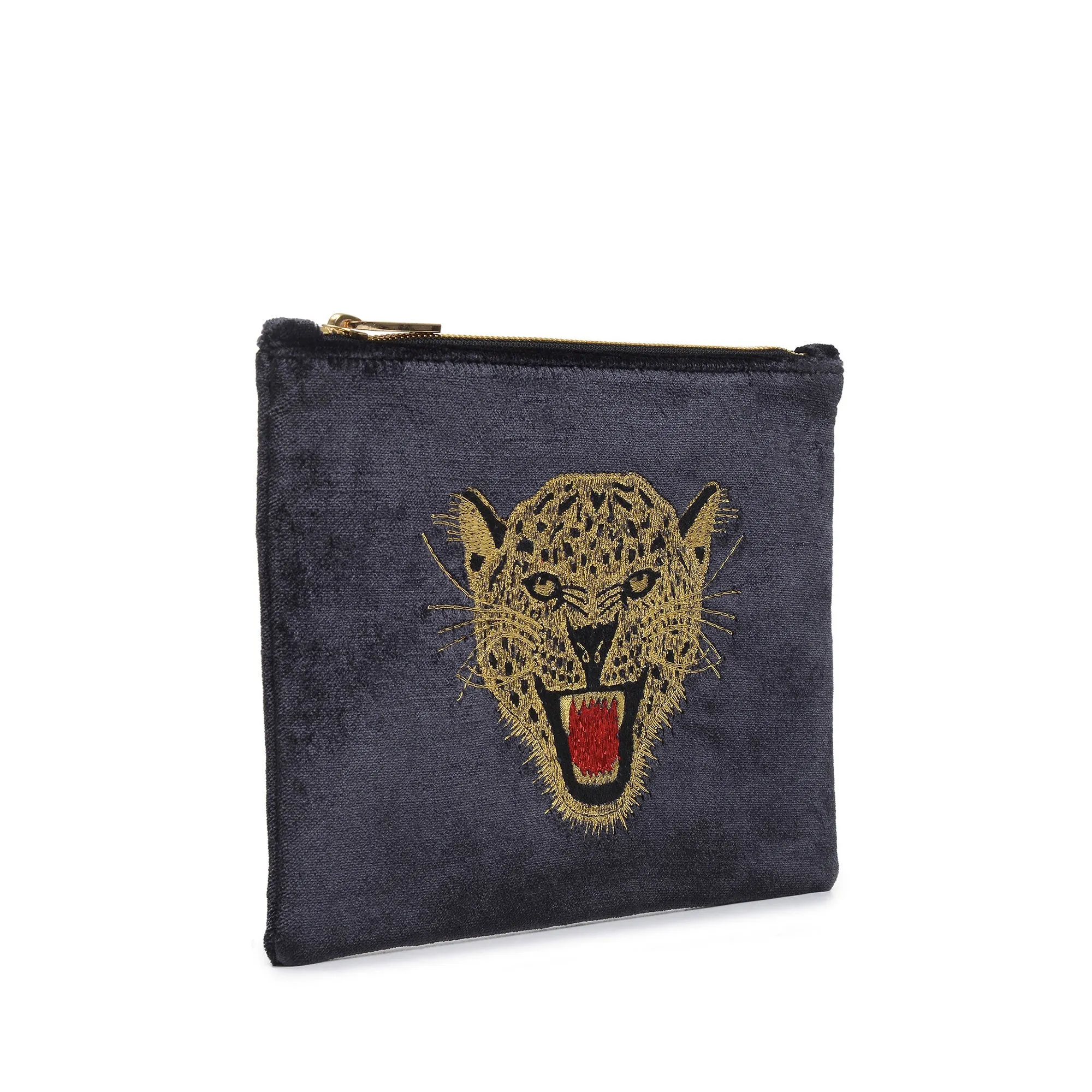 LEOPARD EMBROIDERED CLUTCH BAG