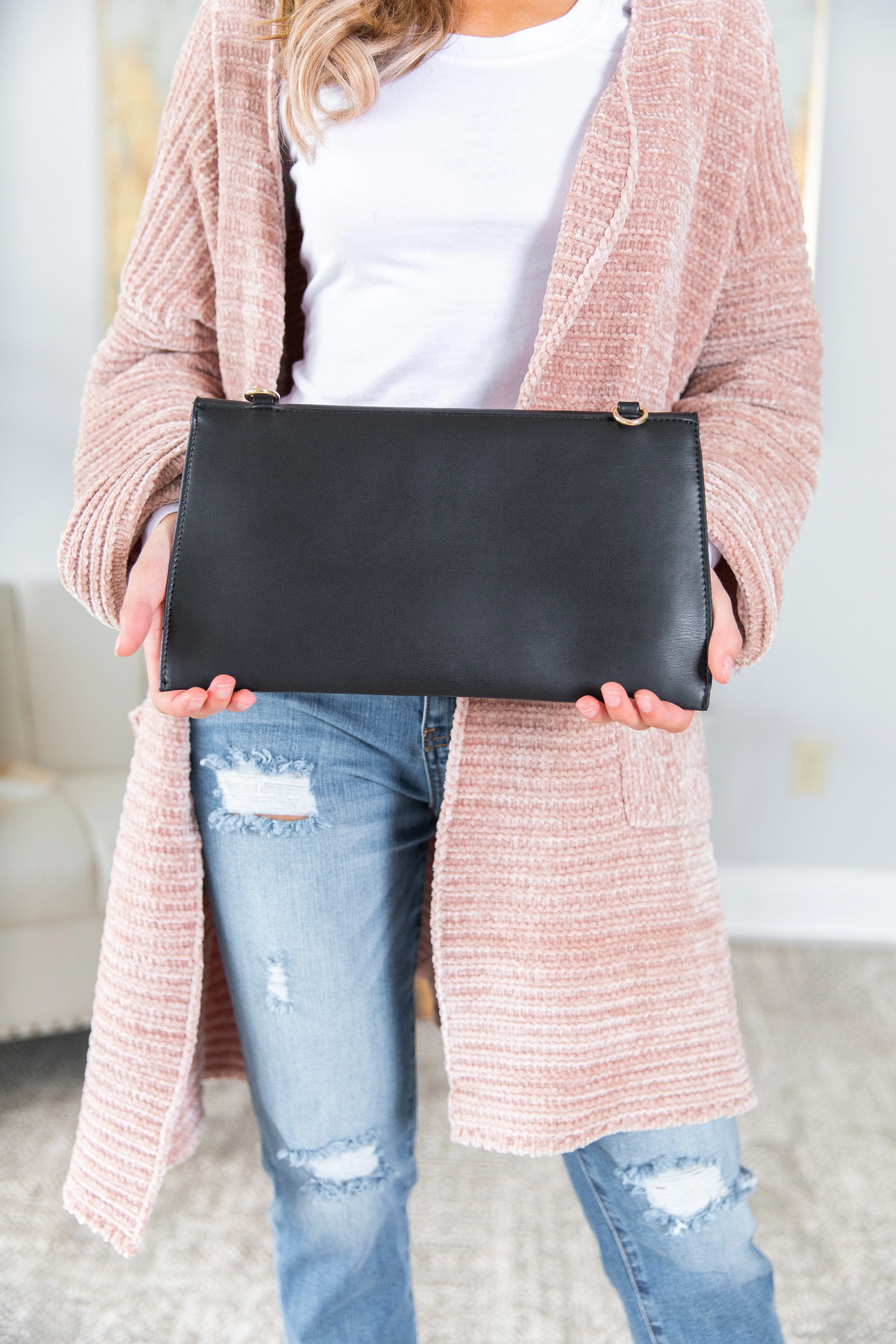 Let's Meet Black Envelope Purse