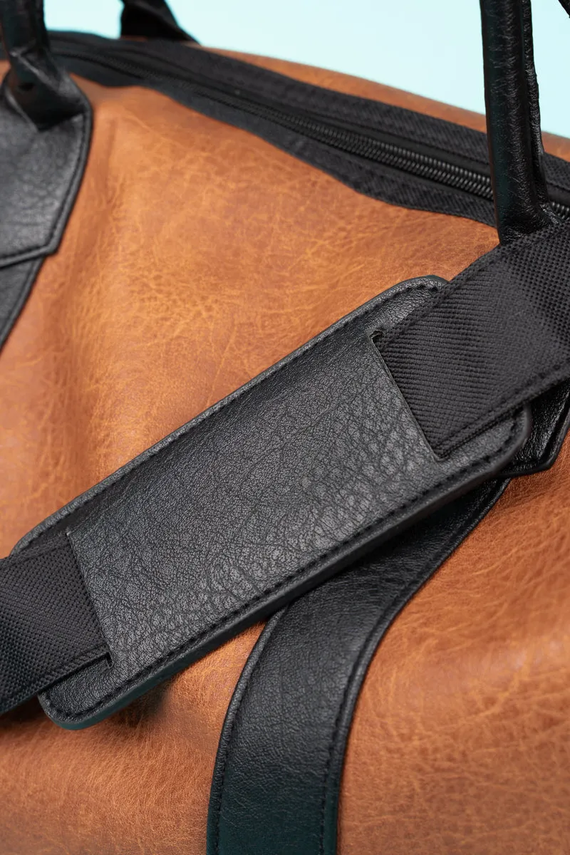 Light Brown Faux Leather Weekender