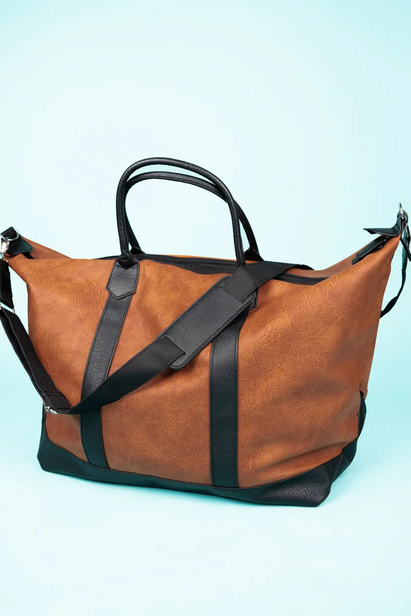 Light Brown Faux Leather Weekender