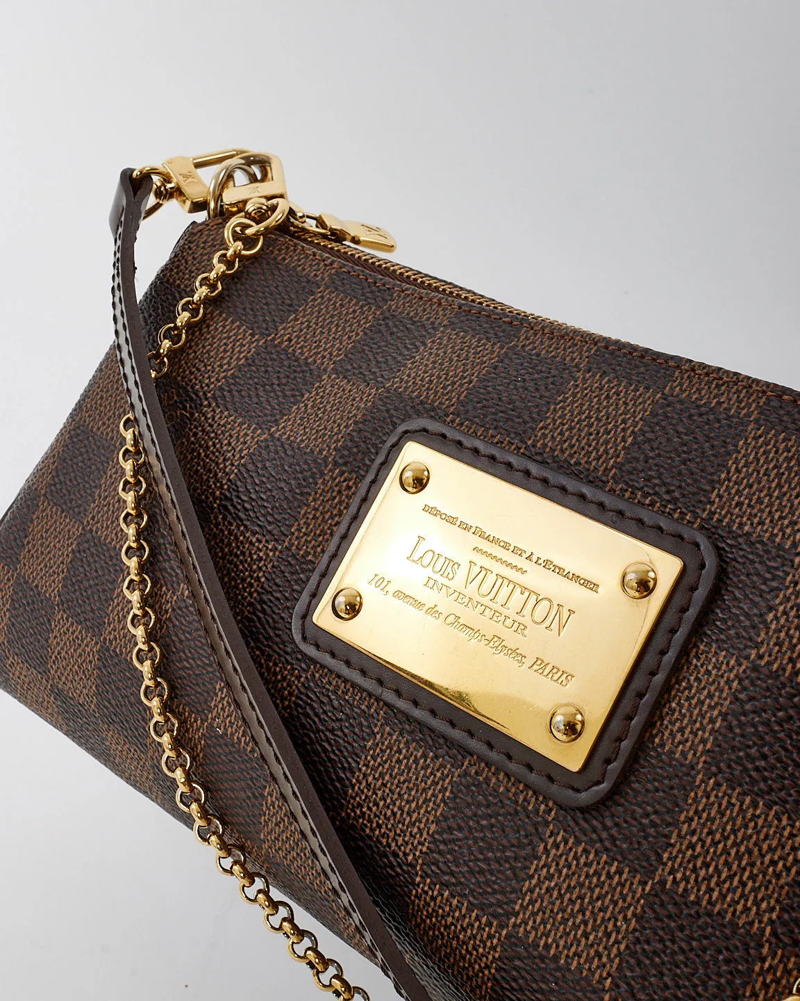 Louis Vuitton Damier Ebene Canvas Eva Clutch Bag