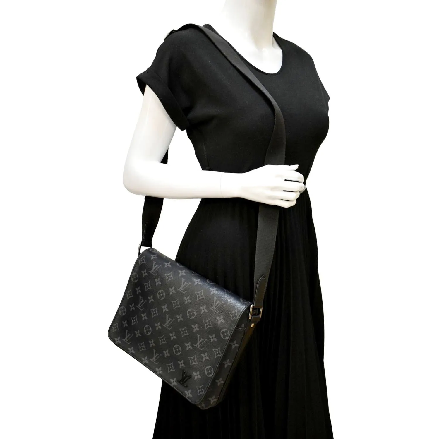LOUIS VUITTON District PM Monogram Eclipse Messenger Bag Black