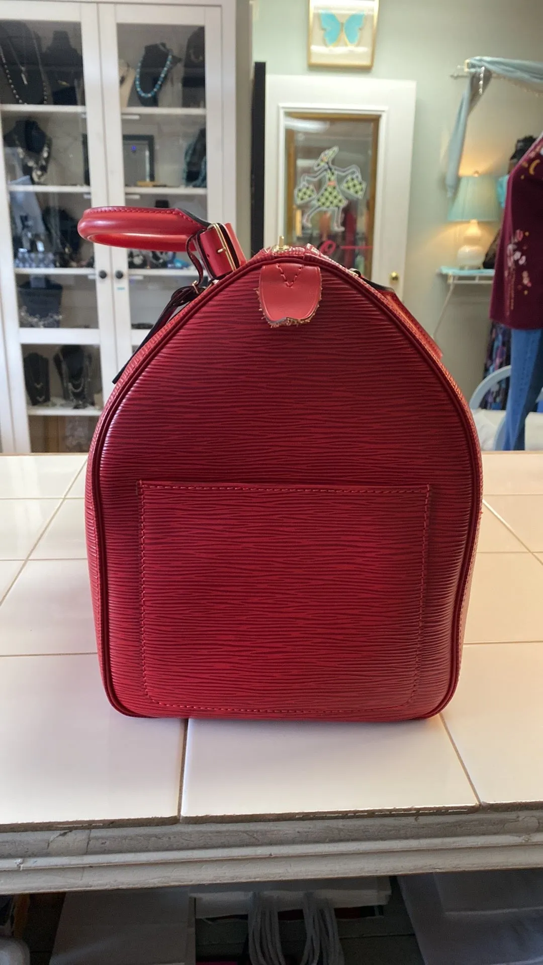 Louis Vuitton Keepall 50 Epi Leather Duffel Bag In Red