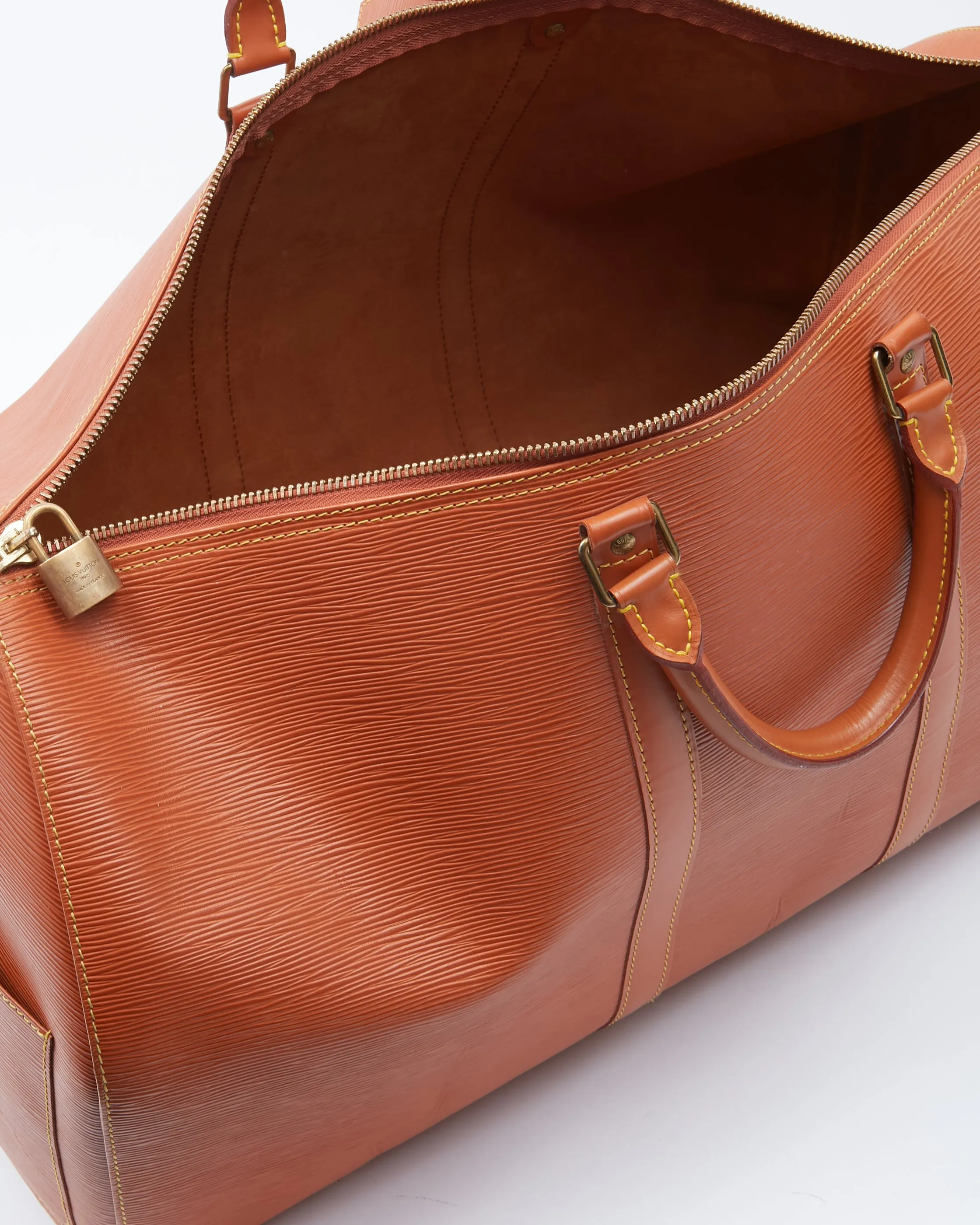 Louis Vuitton Tan Epi Leather Keepall 55 Travel Bag