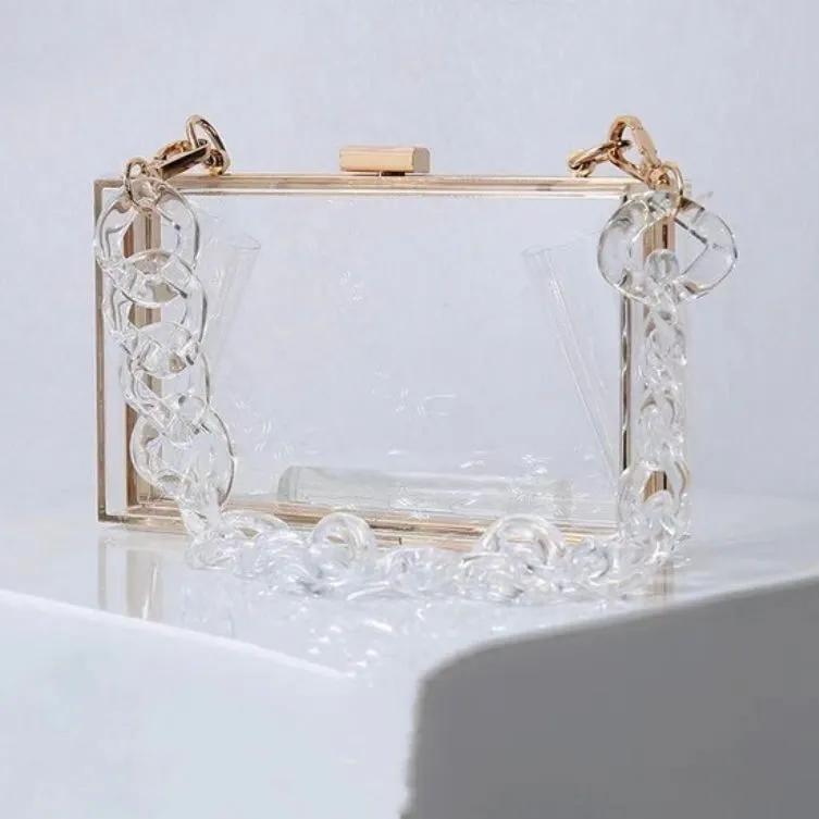 LUCENCY 20250BAG/HPC3203 Clear Acrylic Clutch Detachable Straps