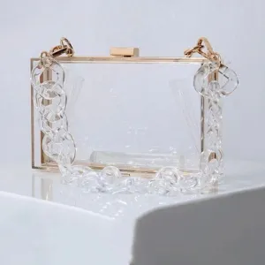 LUCENCY 20250BAG/HPC3203 Clear Acrylic Clutch Detachable Straps