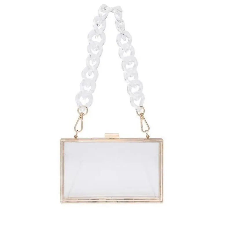 LUCENCY 20250BAG/HPC3203 Clear Acrylic Clutch Detachable Straps
