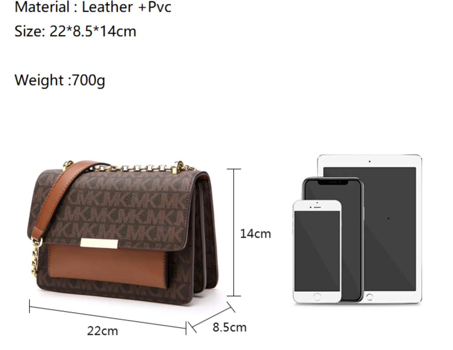 Luxury Inspired Designer Bag Women Leather Chain Crossbody