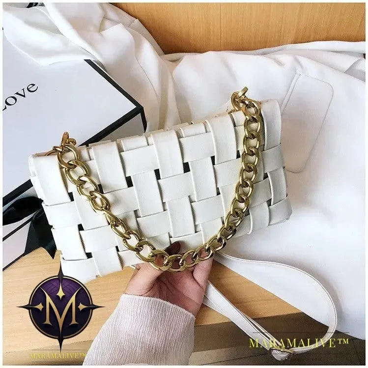 Luxury Weave Women Bags Top Quality Pu Leather Lady Shoulder