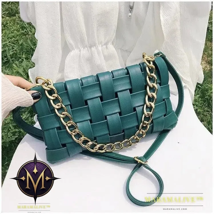 Luxury Weave Women Bags Top Quality Pu Leather Lady Shoulder