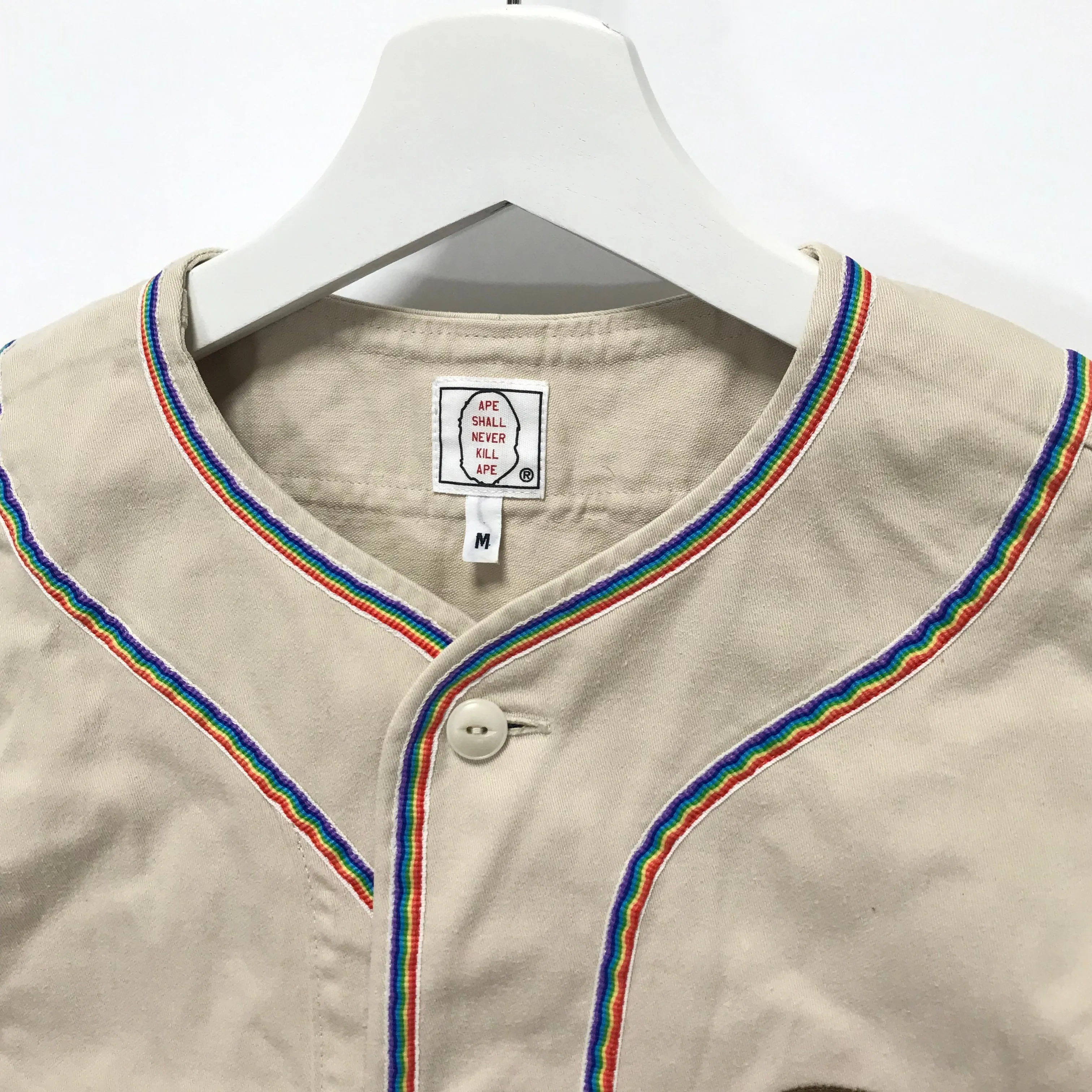[M] A Bathing Ape Bape Vintage Baseball Jersey Beige