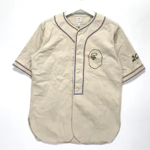 [M] A Bathing Ape Bape Vintage Baseball Jersey Beige
