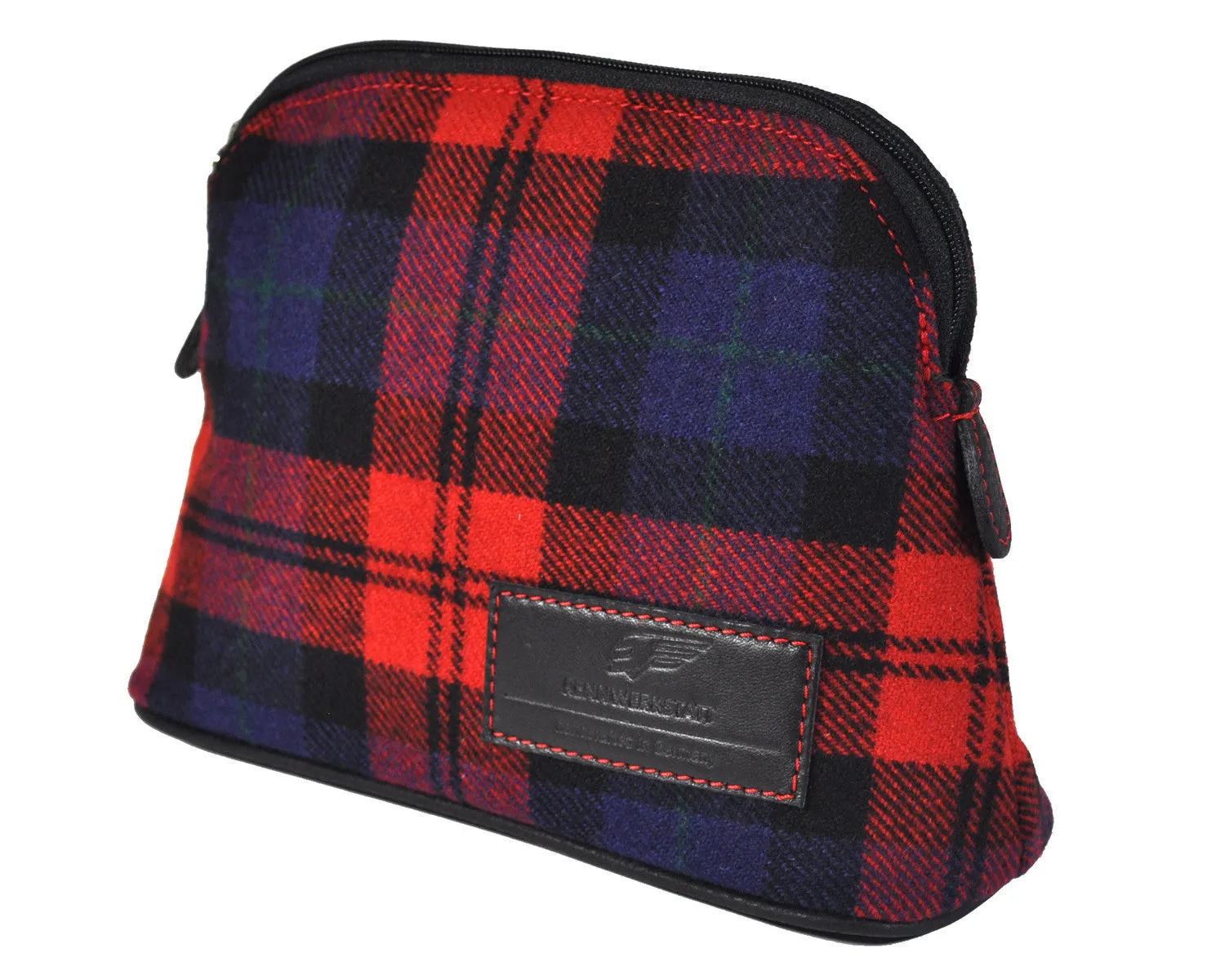 MakeUp Bag / Dopp Kit - Tartan Red-Blue-Black