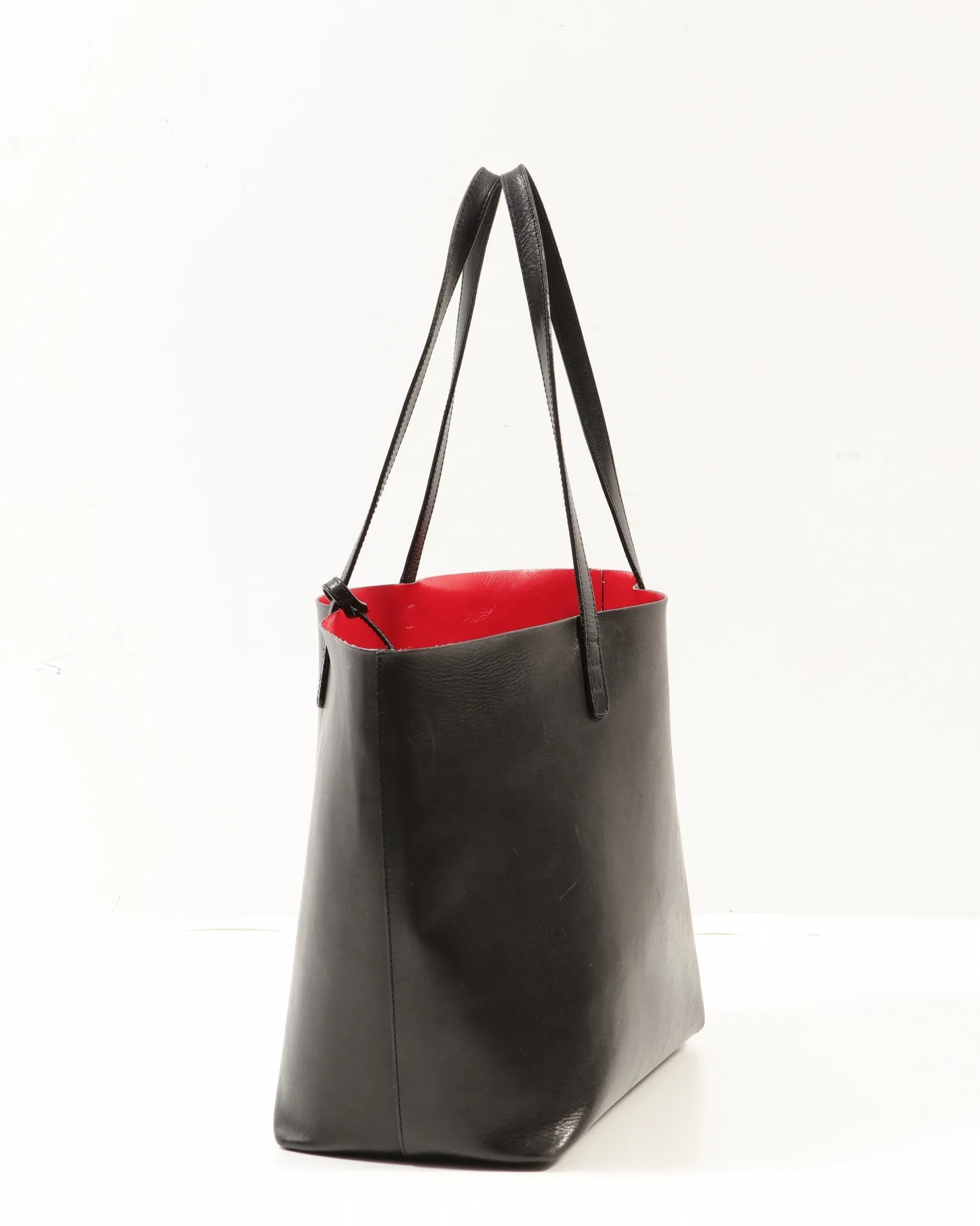 Mansur Gaviel Black/Red Leather Tote Bag