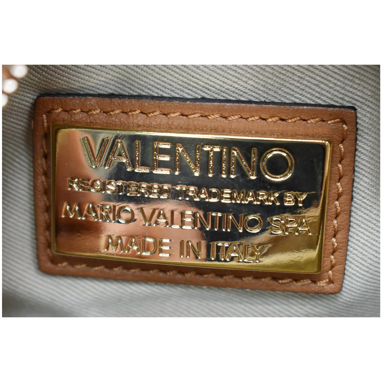 MARIO VALENTINO Mia Logo Leather Crossbody Bag Caramel