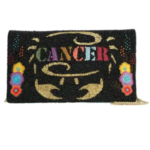 Mary Frances Cancer Horoscope Signs Black Flower Bag Handbag Purse Beaded New