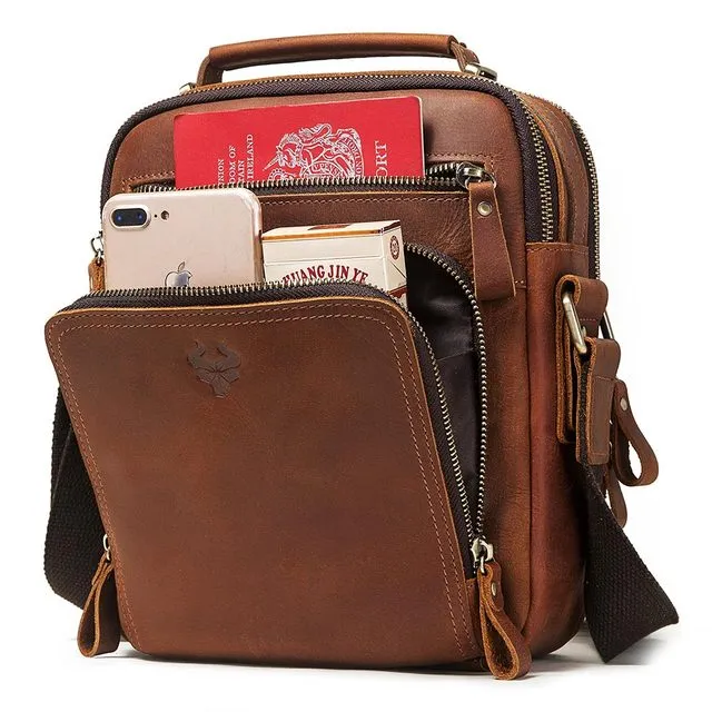 Men Quality Crazy Horse Leather Shoulder Bag Messenger Bag
