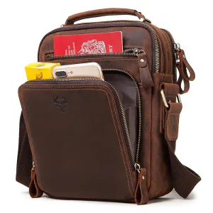 Men Quality Crazy Horse Leather Shoulder Bag Messenger Bag