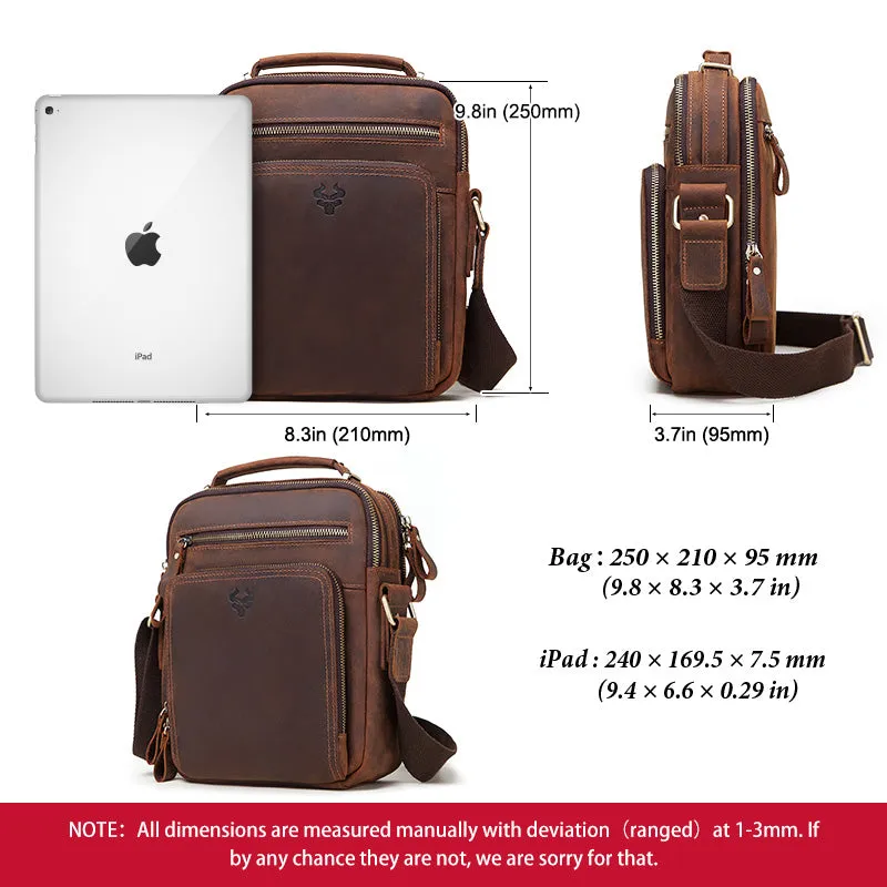 Men Quality Crazy Horse Leather Shoulder Bag Messenger Bag