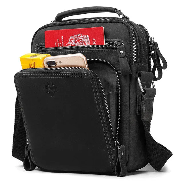 Men Quality Crazy Horse Leather Shoulder Bag Messenger Bag