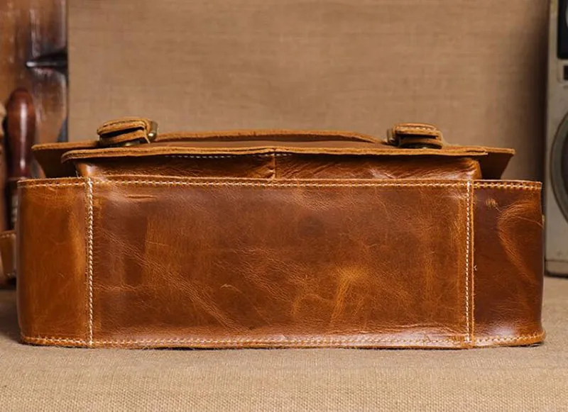 Mens Leather Messenger Bag Full Grain Leather Distressed Leather Crossbody Bag Mens Work Briefcase Handmade Shoulder Bag