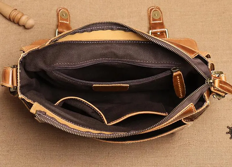 Mens Leather Messenger Bag Full Grain Leather Distressed Leather Crossbody Bag Mens Work Briefcase Handmade Shoulder Bag