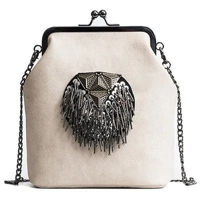 Messenger Bags for Women PU Leather Tassel Fashion Frame Bag