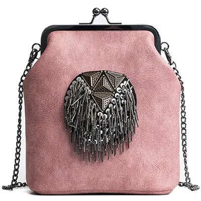 Messenger Bags for Women PU Leather Tassel Fashion Frame Bag
